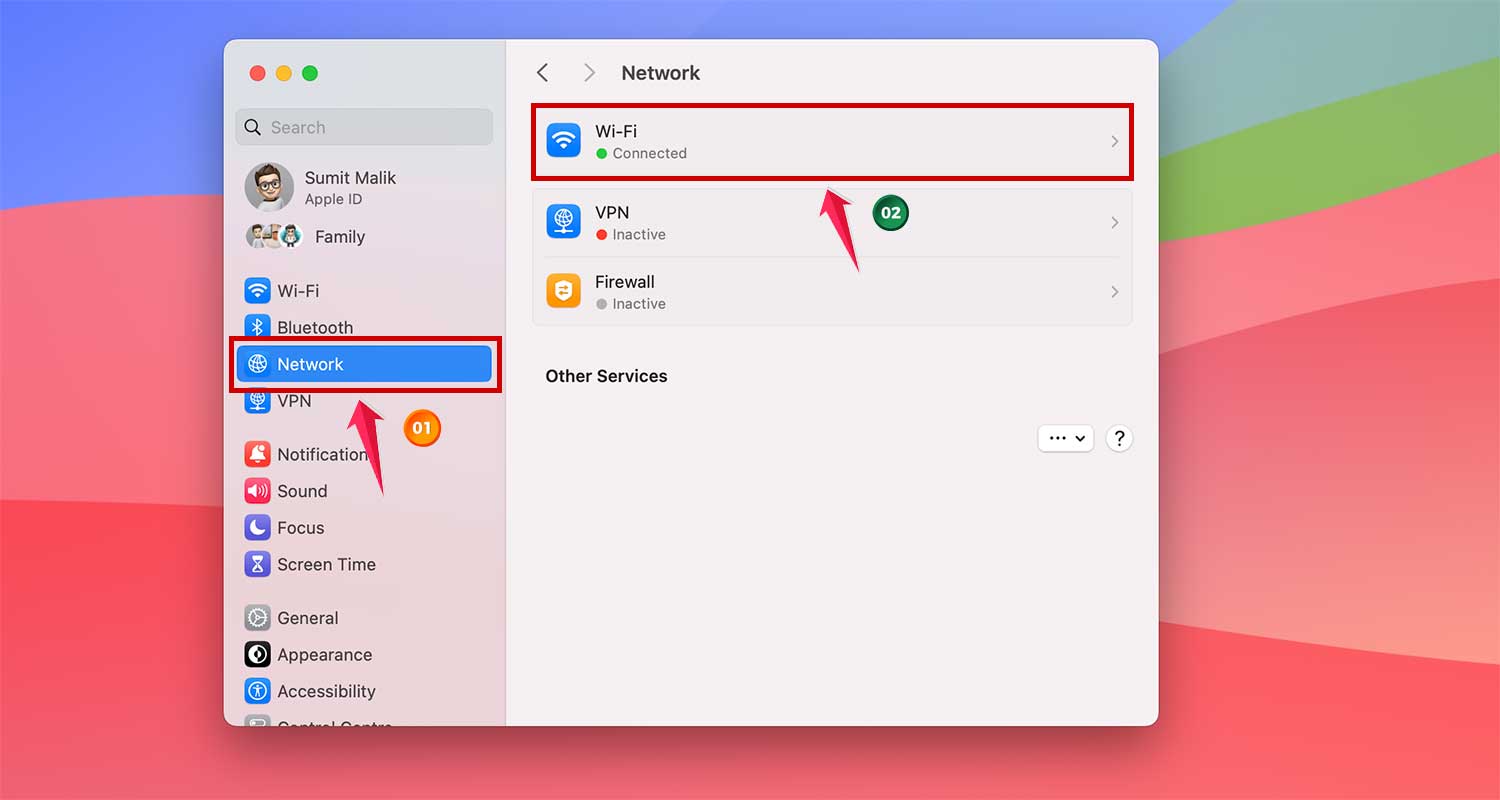 go to network and tap on wifi mac xl