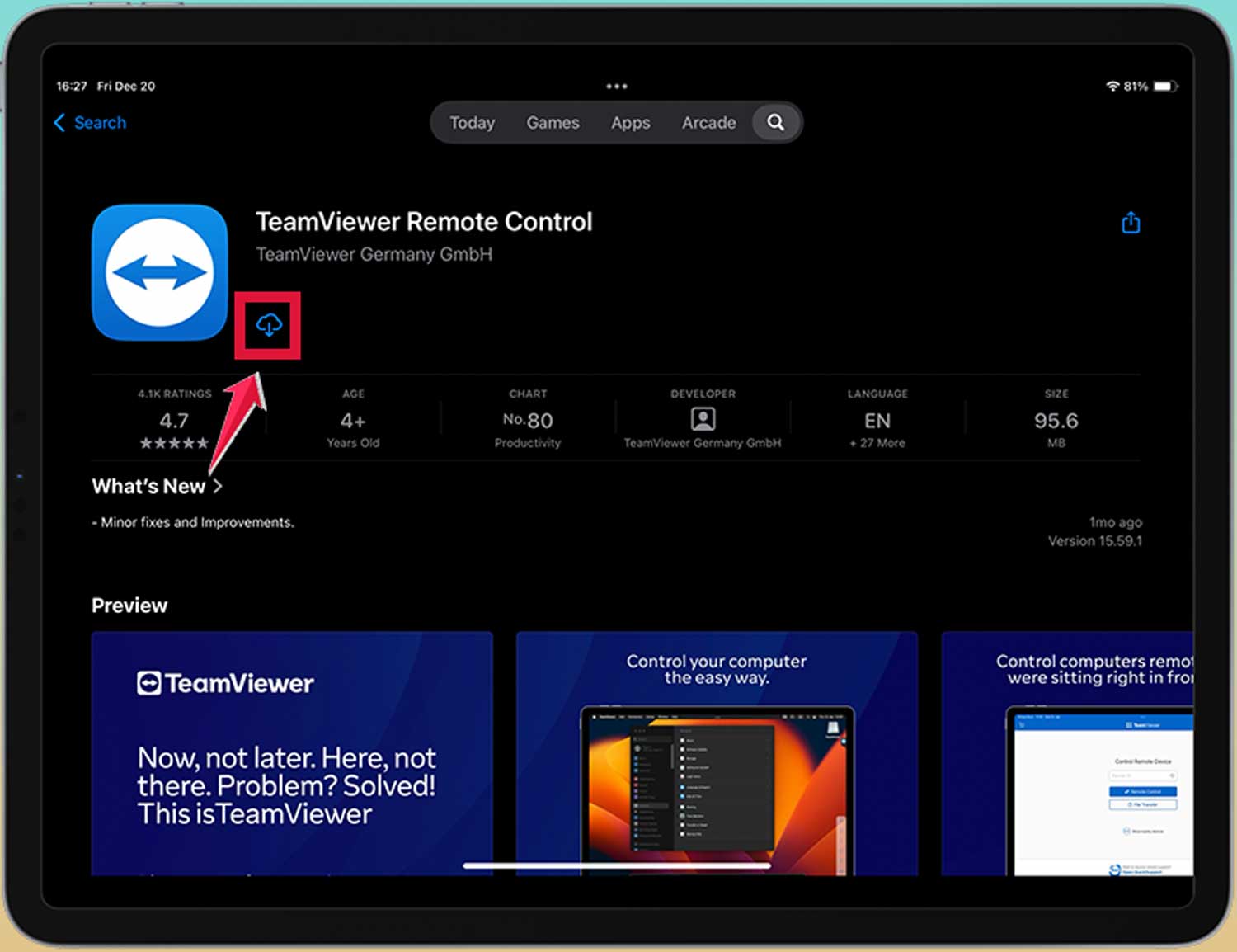 install teamviewer remote control ipad