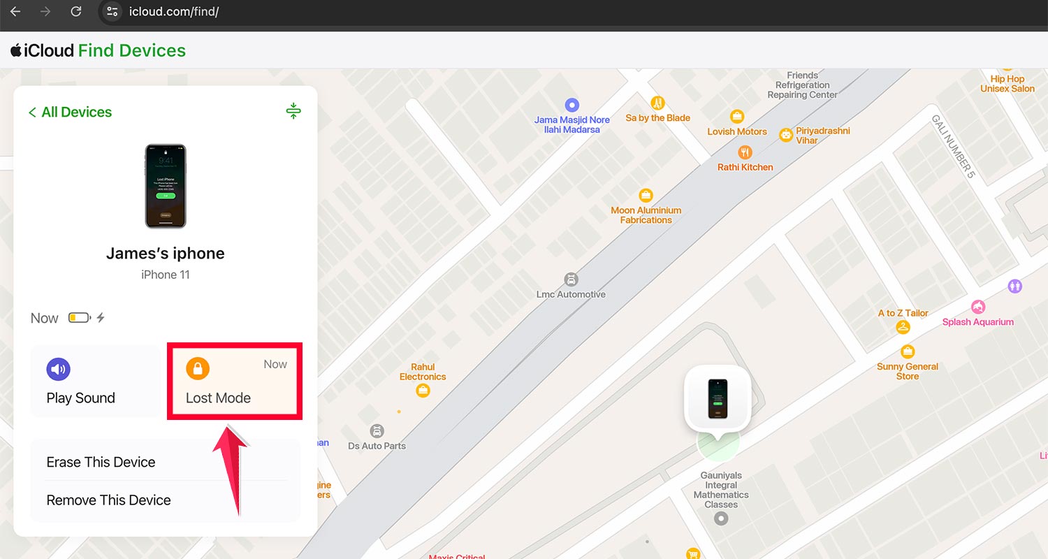 lost mode on findmy mac