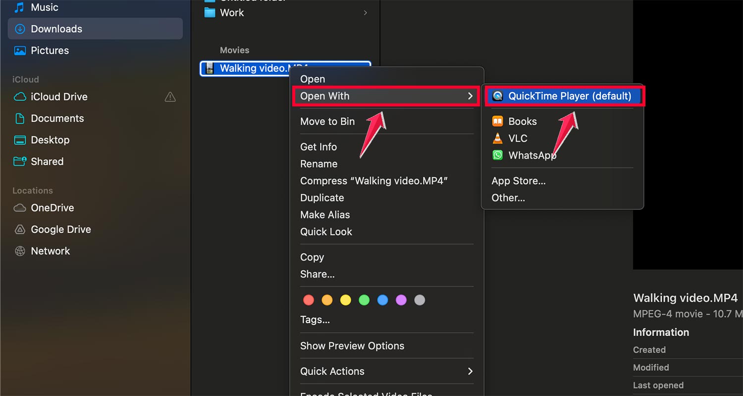 open quicktime player video
