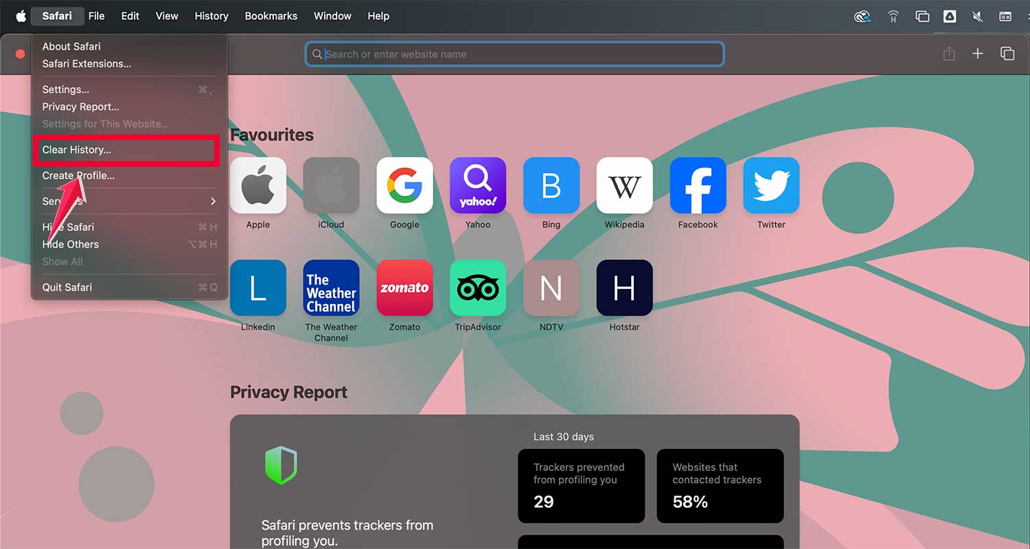 open safari then click on safari then clear history