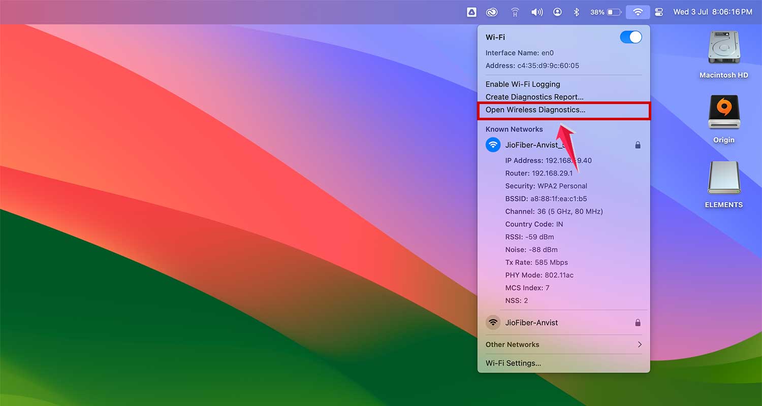 open wireless diagnostics in wifi mac xl