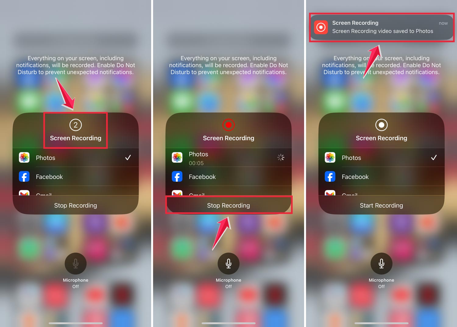 screen recording video saved to photos