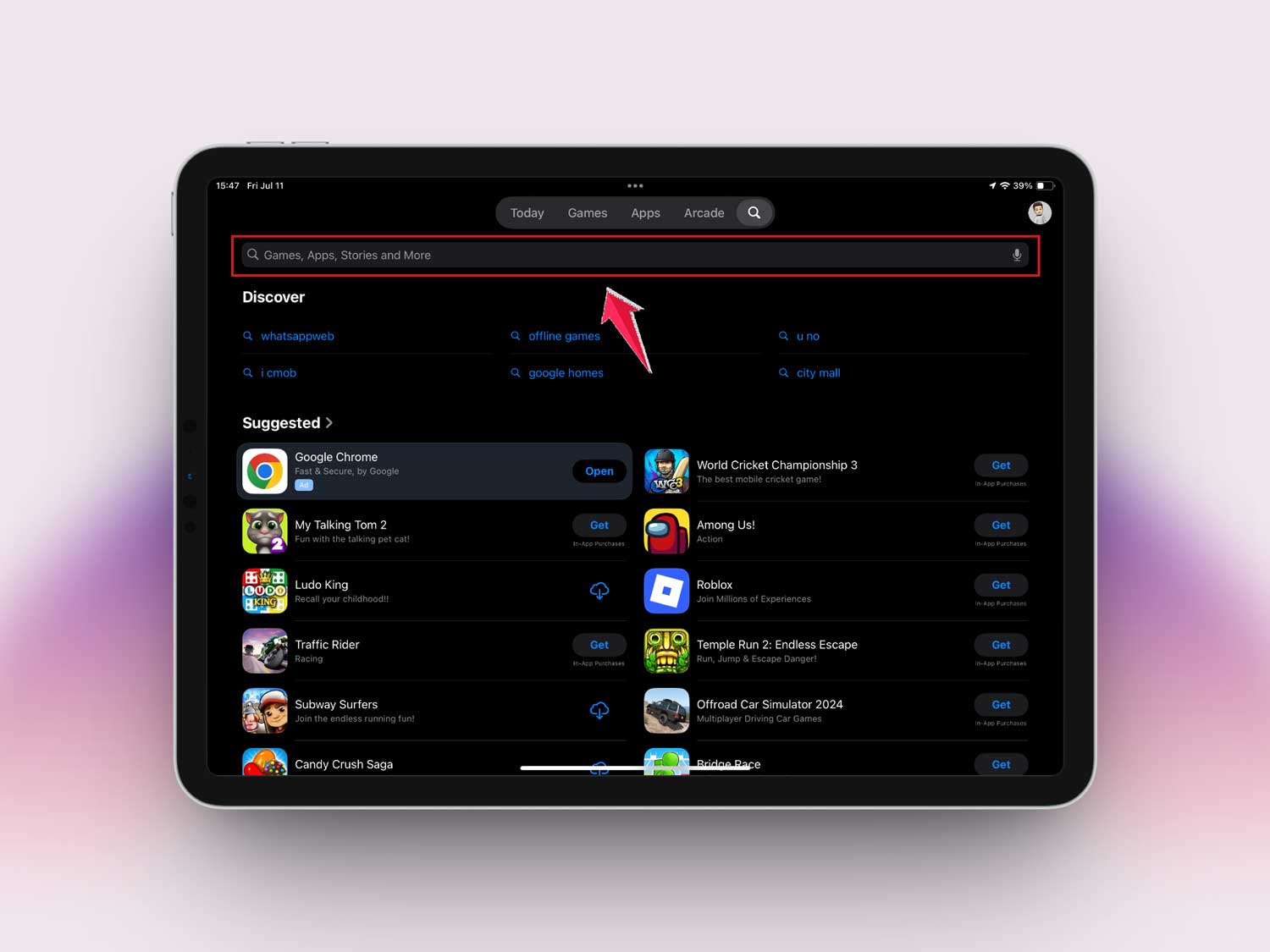 search for an app in appstore in iphone