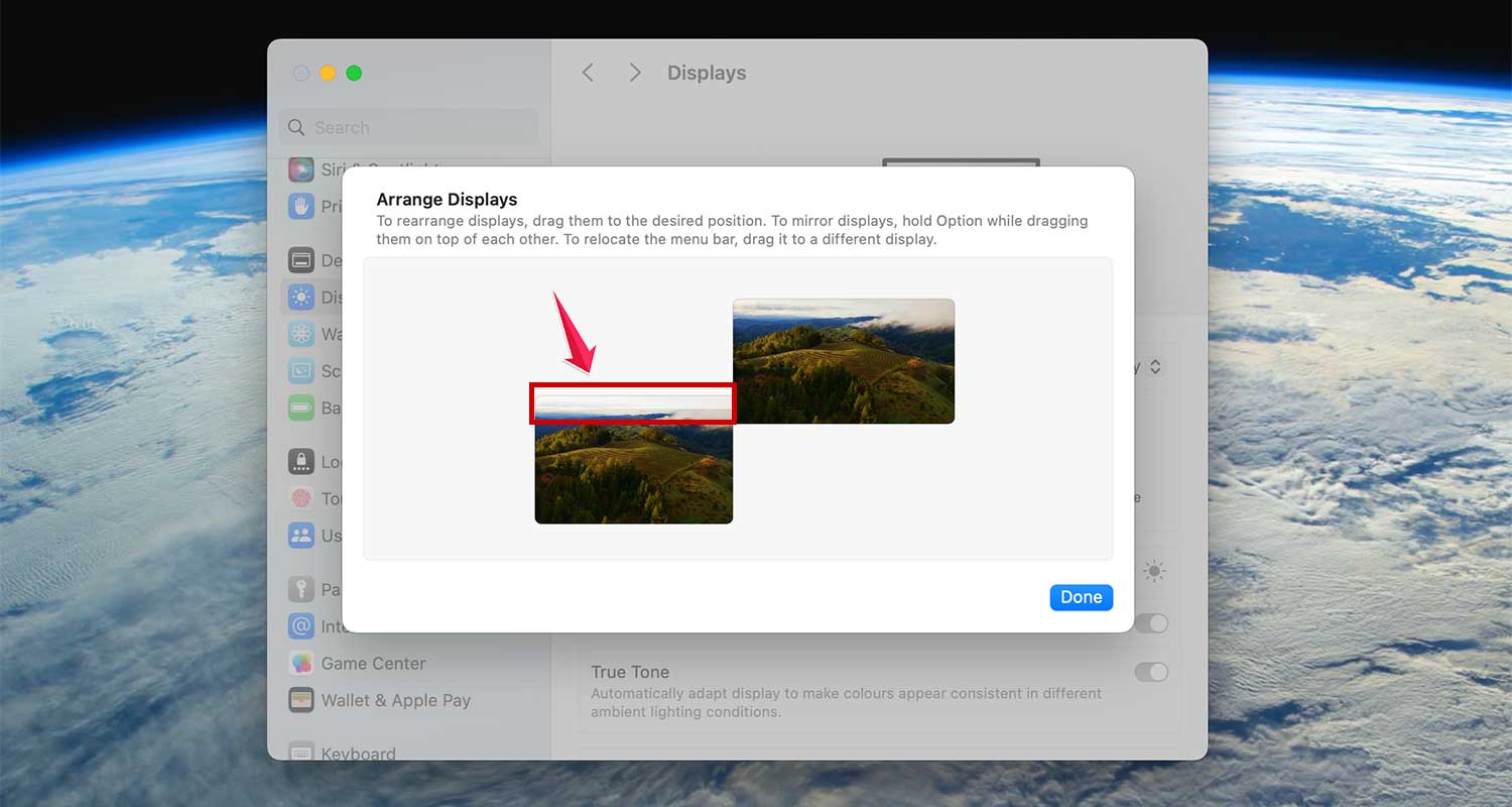 see the white bar on your built in display in mac xl