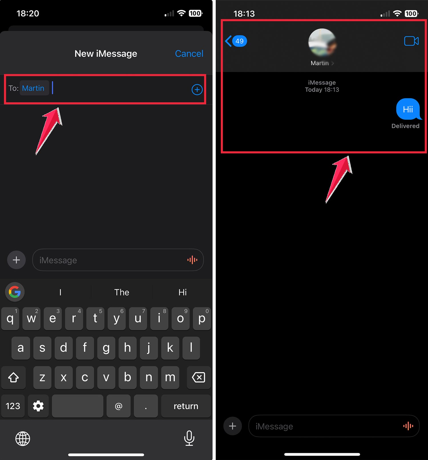 select the contact name and start conversation same person