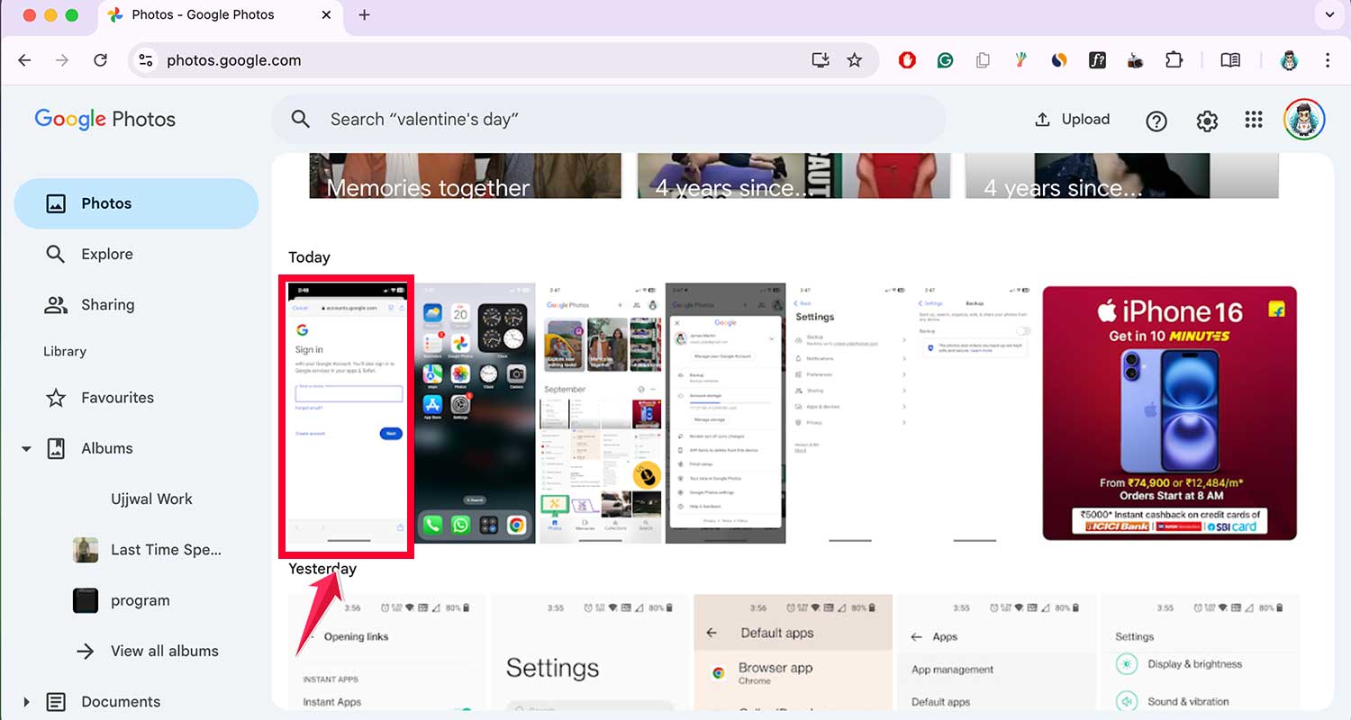 select the photo google photos