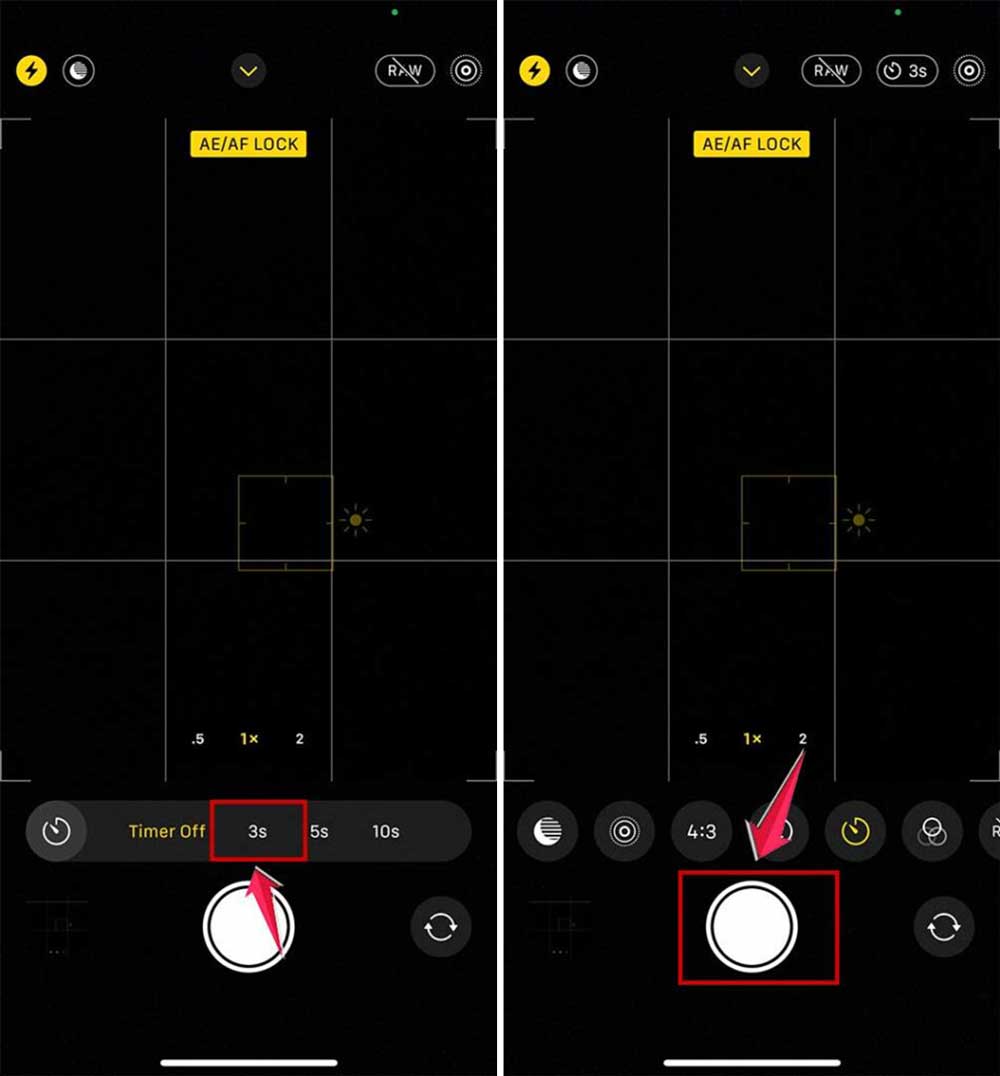 set timer then click on shutter