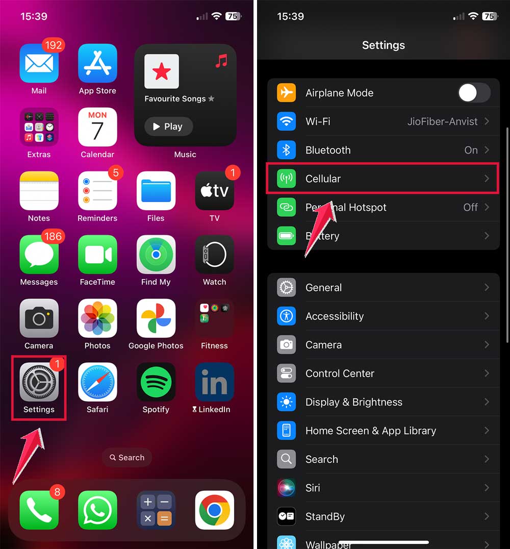 settings then click on cellular iphone settings settings then click on cellular iphone settings