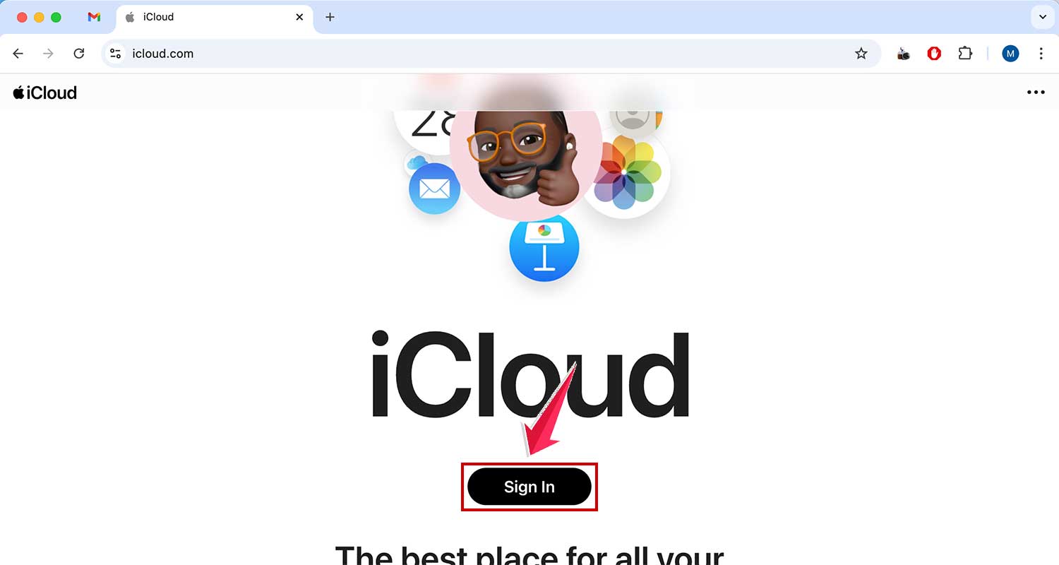 sign in on icloud web