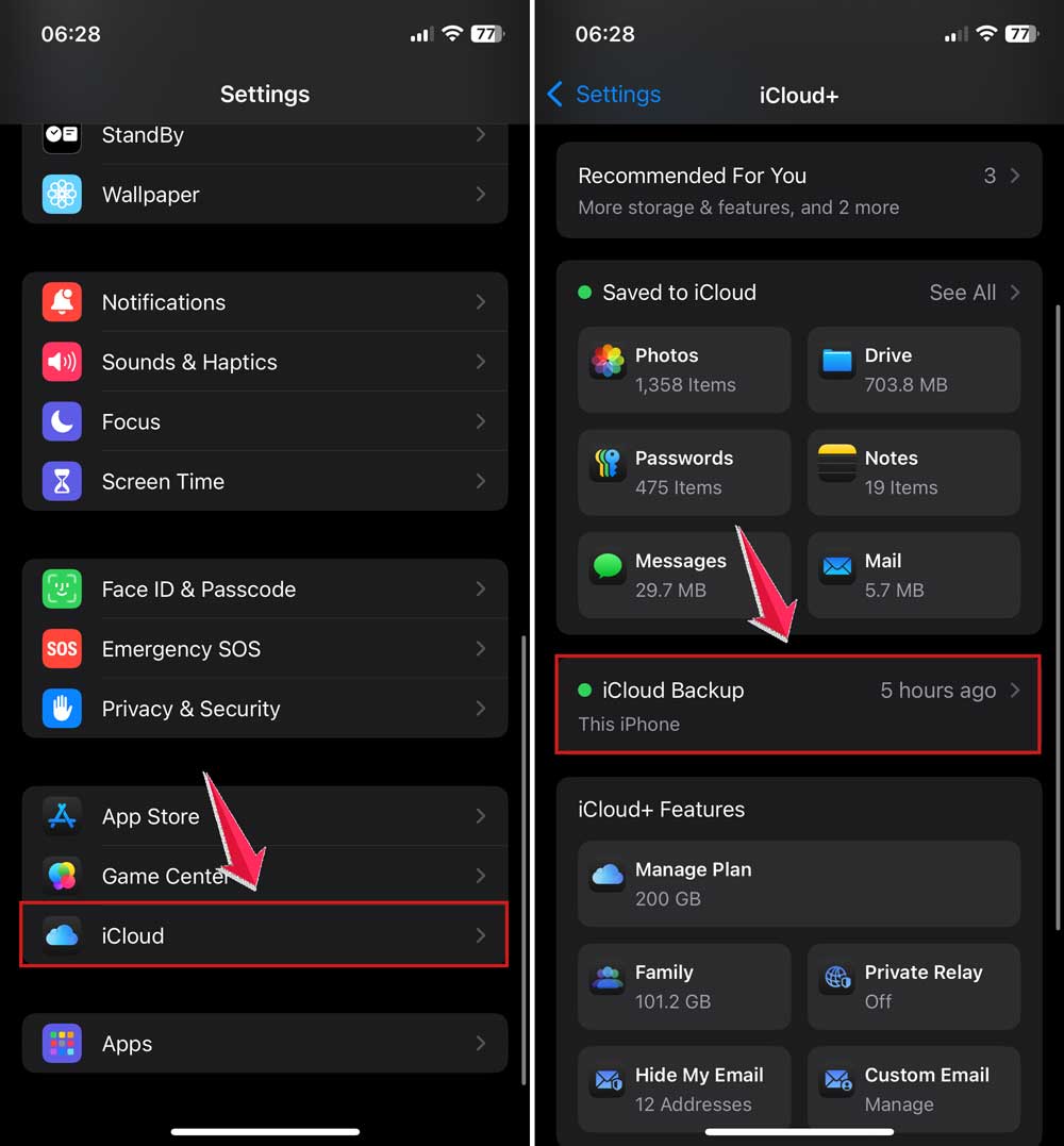 tap on icloud and then click on icloud backup in settings in iphone tap on icloud and then click on icloud backup in settings in iphone