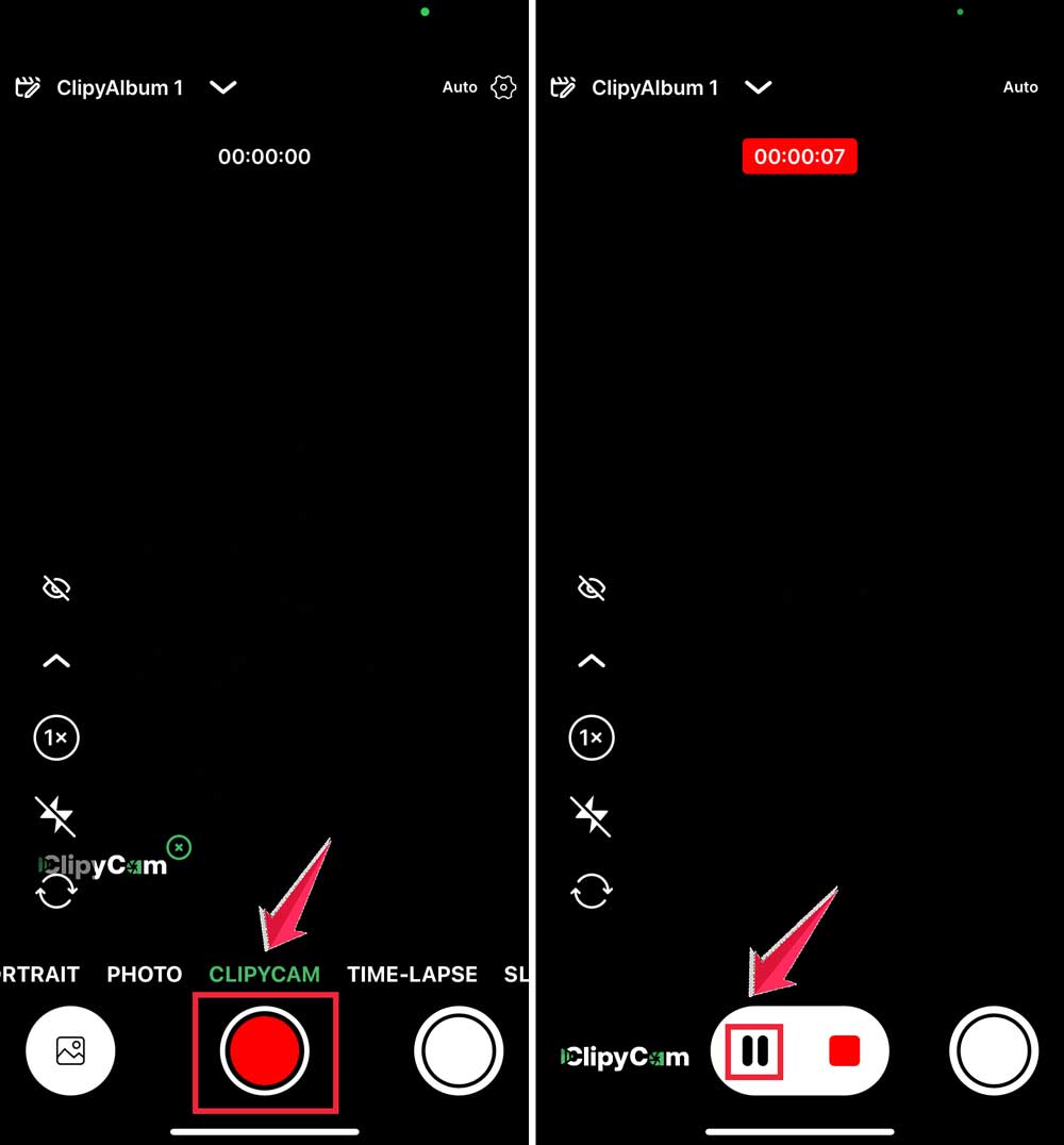tap on shutter button then click on pause button