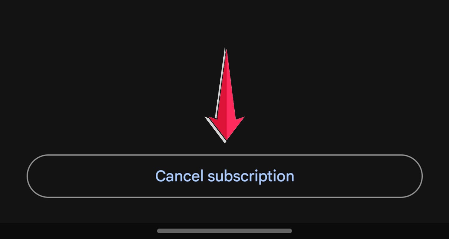 tap on the cancel subscription facetune android
