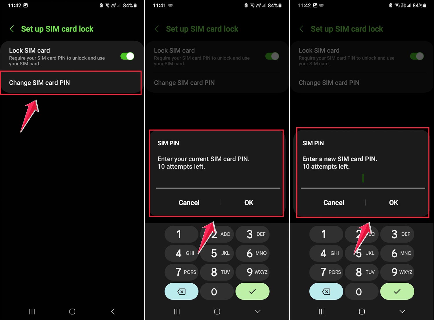 tap on the change pin then type current pin then new pin set android