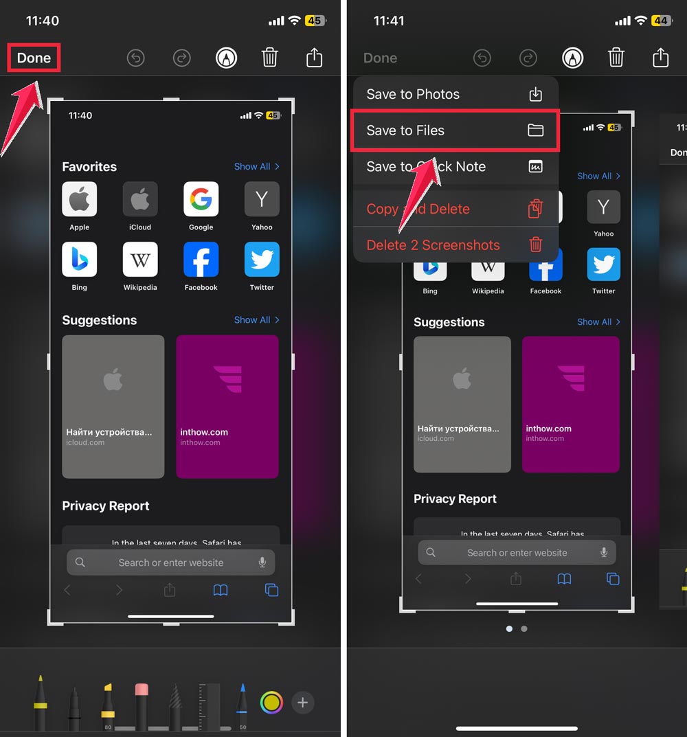 tap on the done then click on the save to files