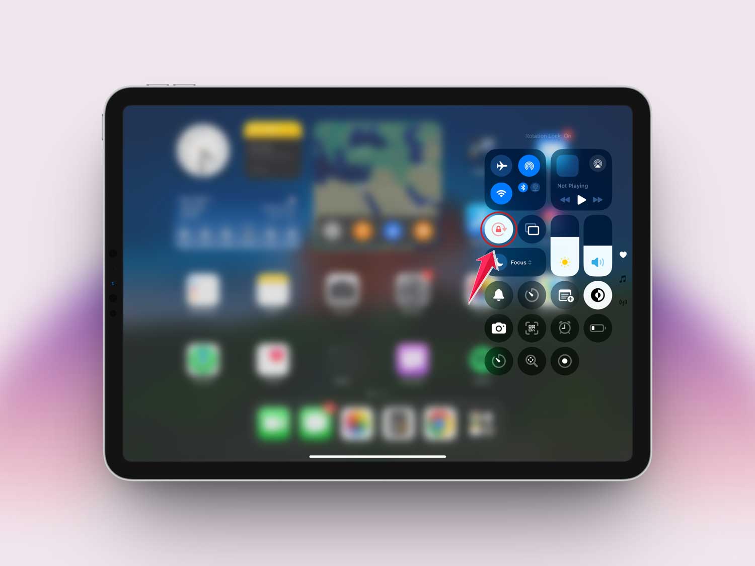 tap on the lock icon in control centre in ipad