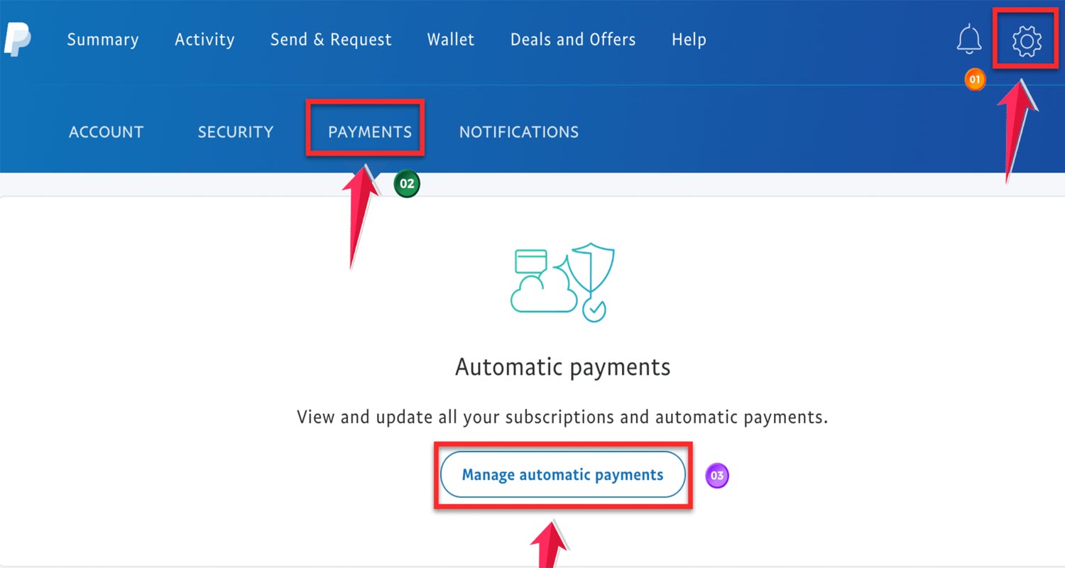 tap on the setting then click on the payment and click manage automatic payments