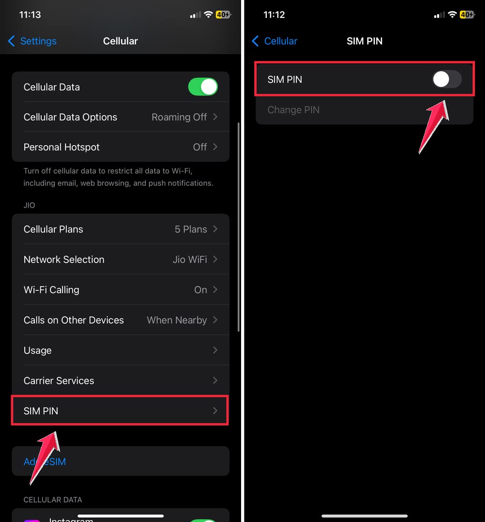 tap on the sim pin then turn off the sim pin