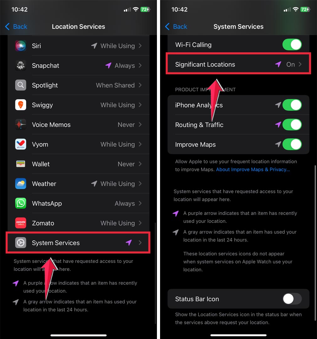 tap on the system services then click on the significant locations tap on the system services then click on the significant locations