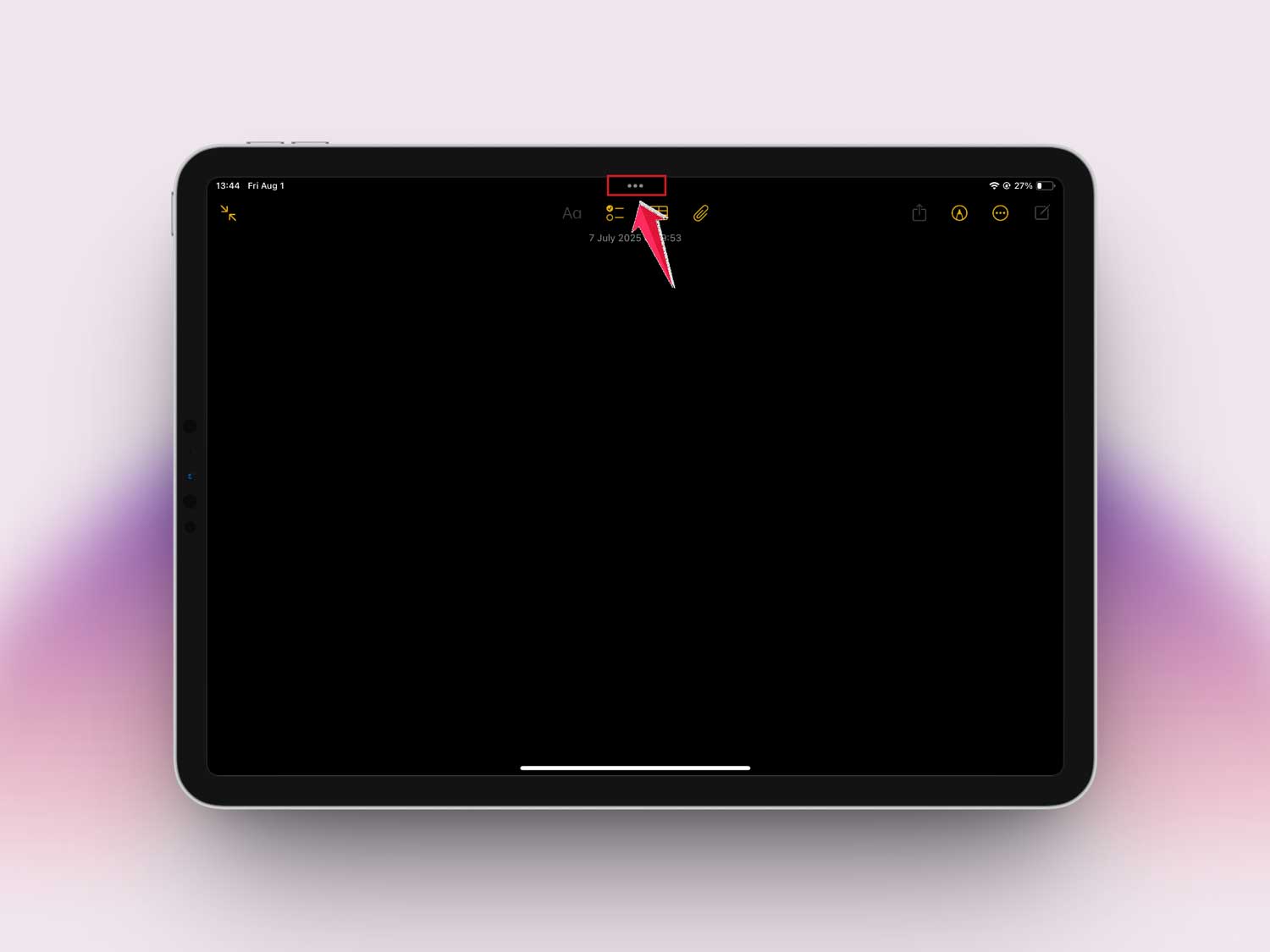 tap the three dots at the top of the app in ipad