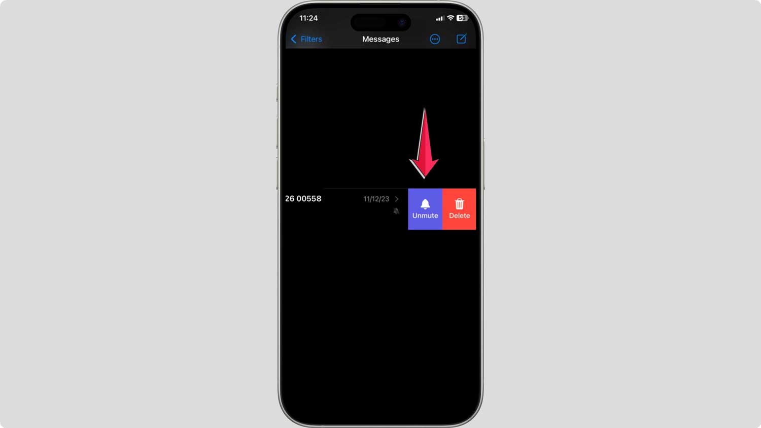 tap the unmute icon in messages app in iphone