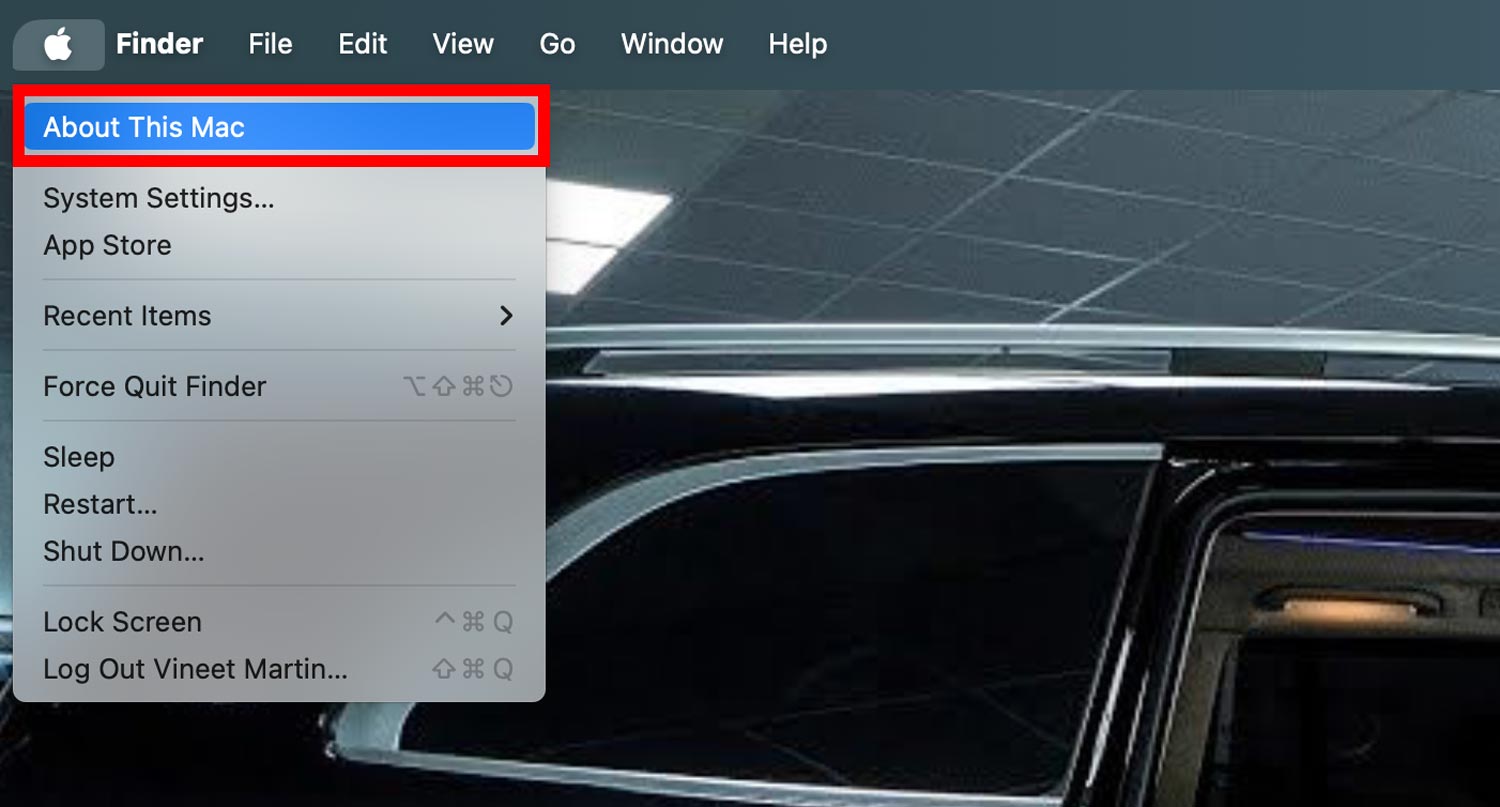 tap to about this mac
