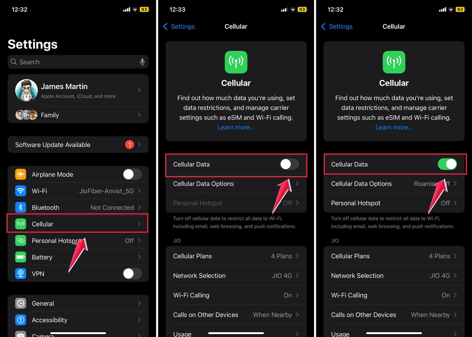 toggle cellular data