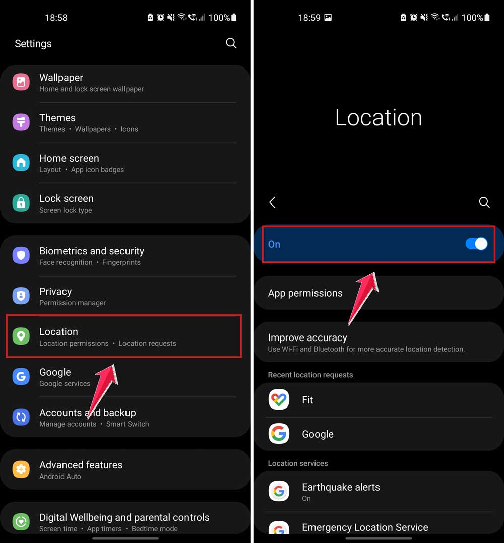 turn off location in settings in android