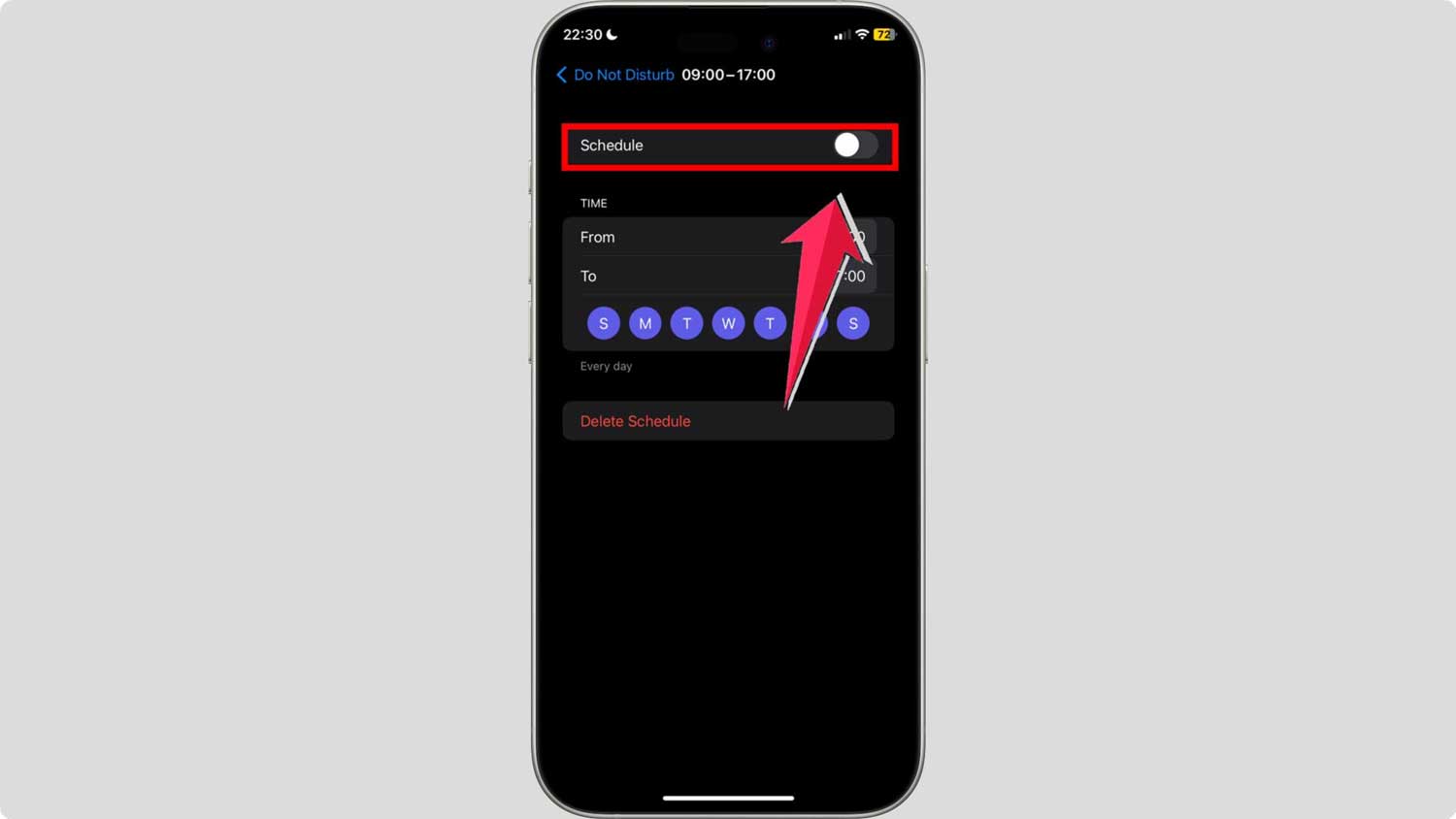 turn off schedule in iphone