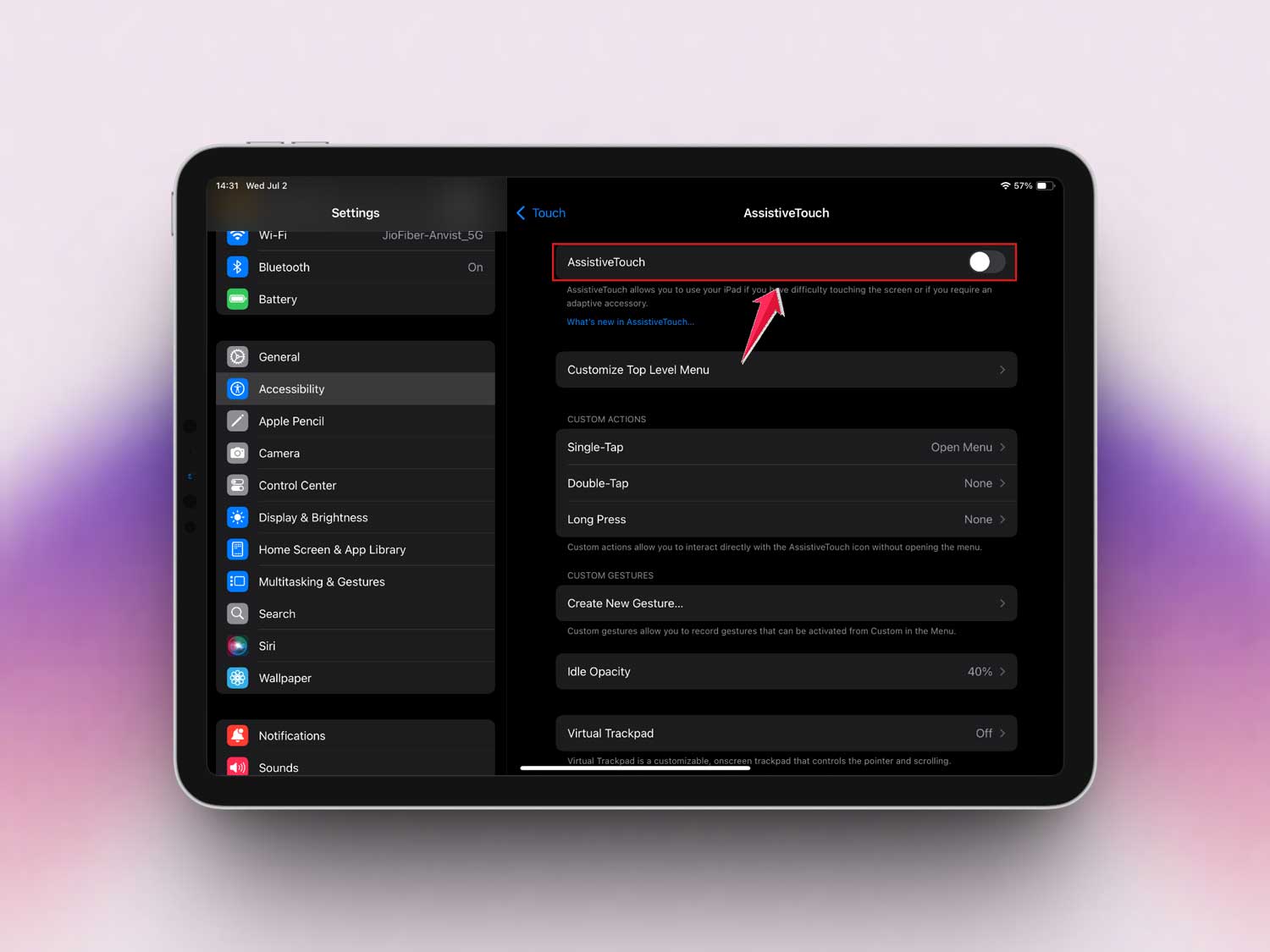 turn on assisstive touch in settings in ipad turn on assisstive touch in settings in ipad