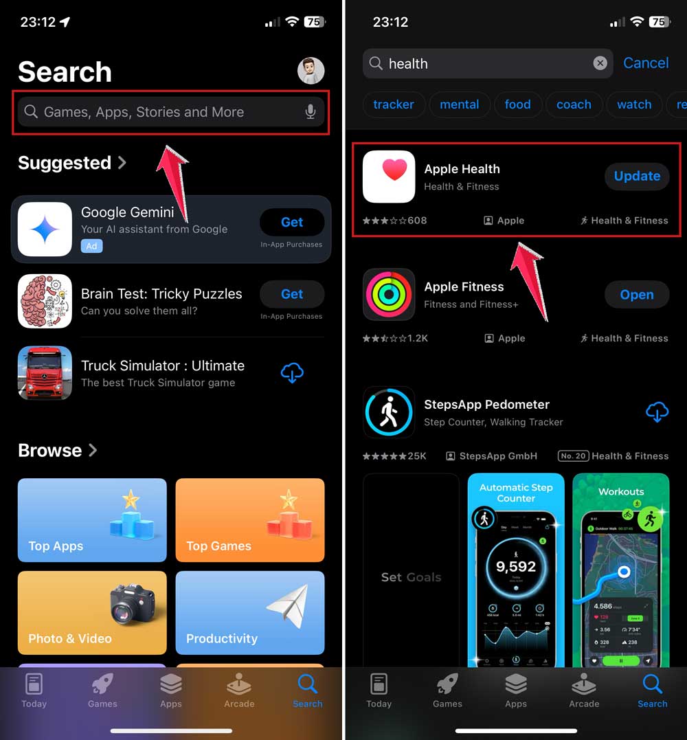 update apple health app in iphone
