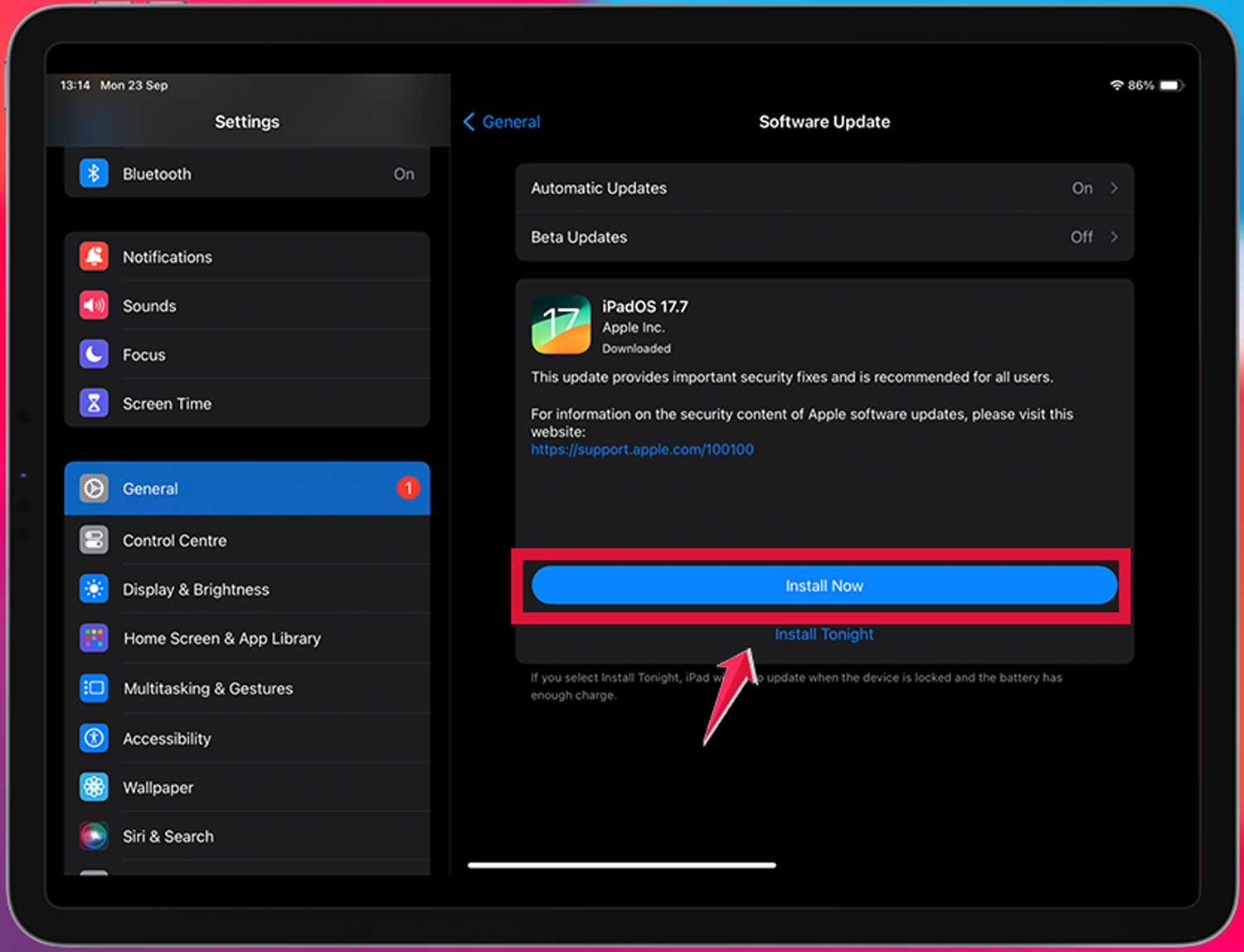 update ipad download and install latest version