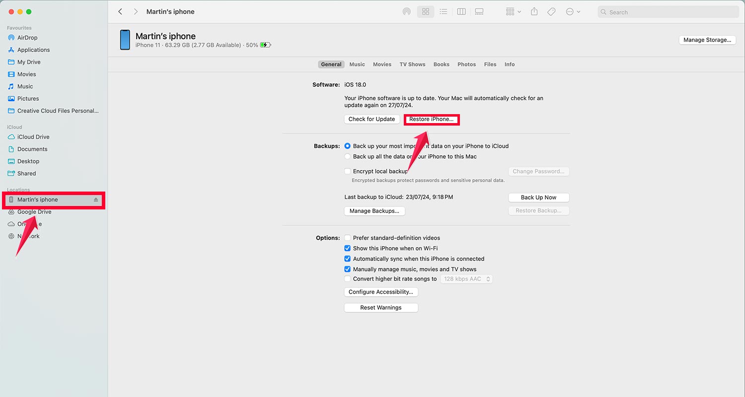 use iTunes or finder to restore your iPhone