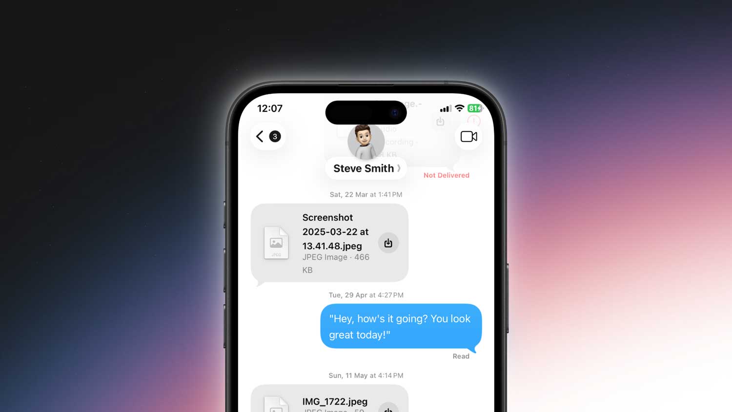 why is name blue in imessage featured